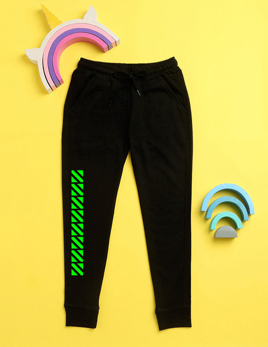 Nusyl Black text printed kids unisex treck pants