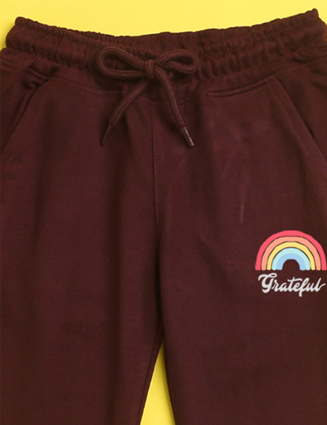 Nusyl Burgandy text printed kids unisex treck pants