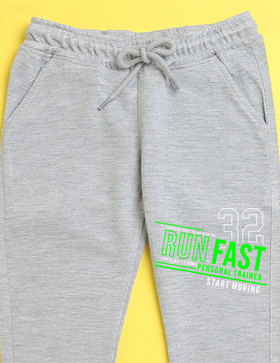 Nusyl Grey text printed kids unisex treck pants