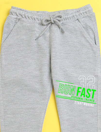 Nusyl Grey text printed kids unisex treck pants