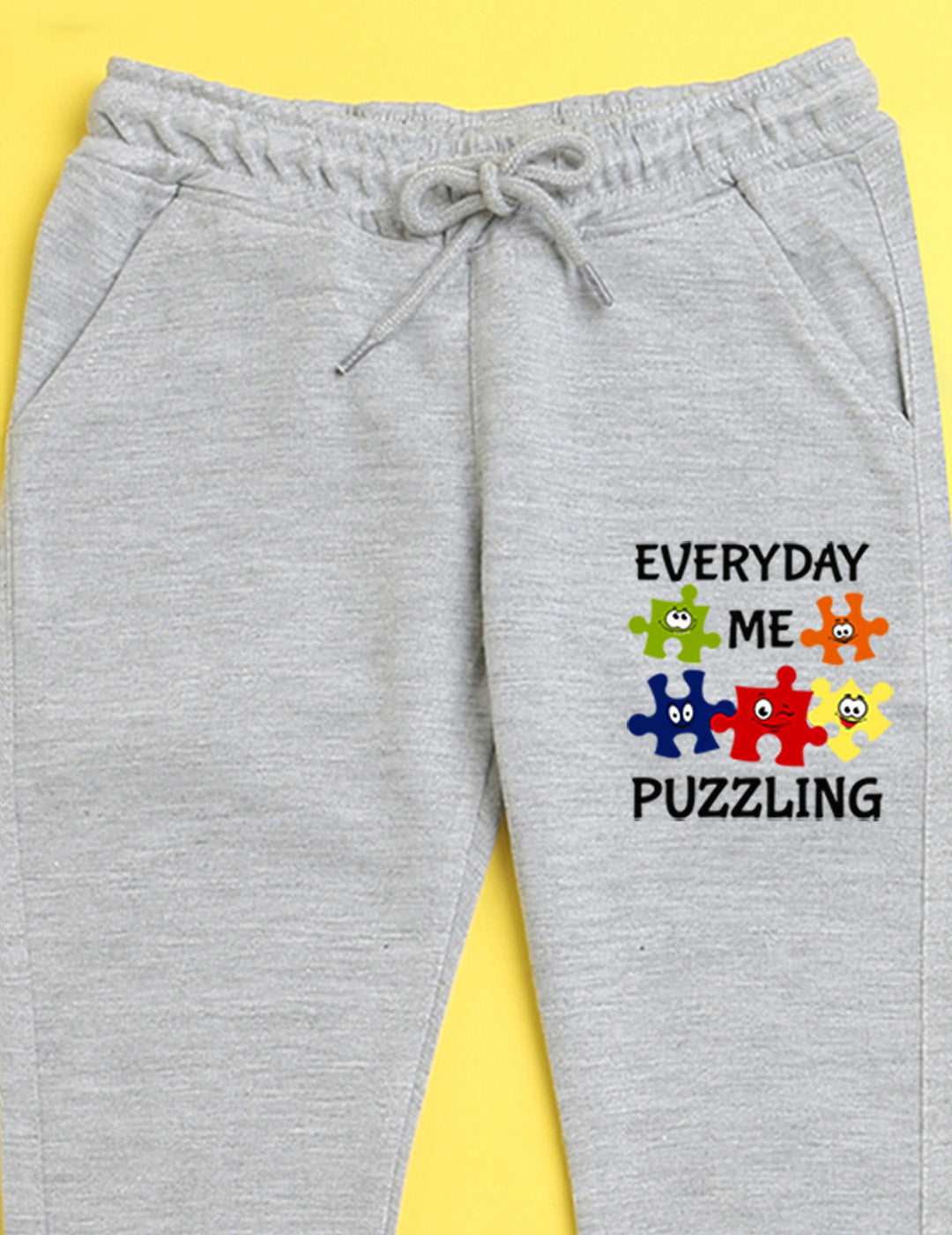 Nusyl Grey text printed kids unisex treck pants
