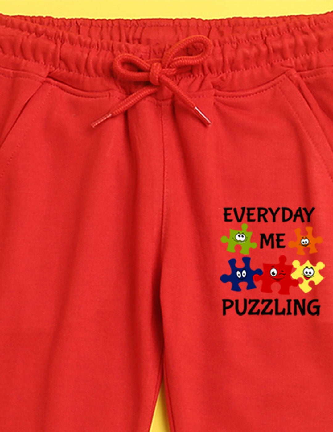 Nusyl Red text printed kids unisex treck pants