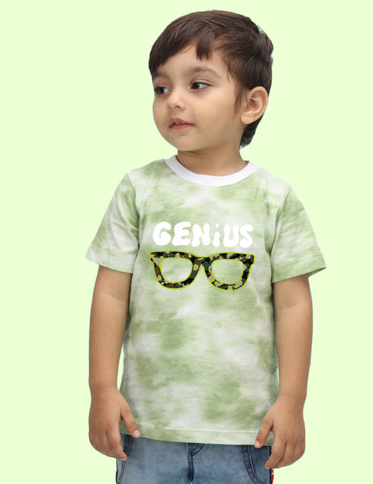 Nusyl infants green genius printed Tie & Dye tshirt.