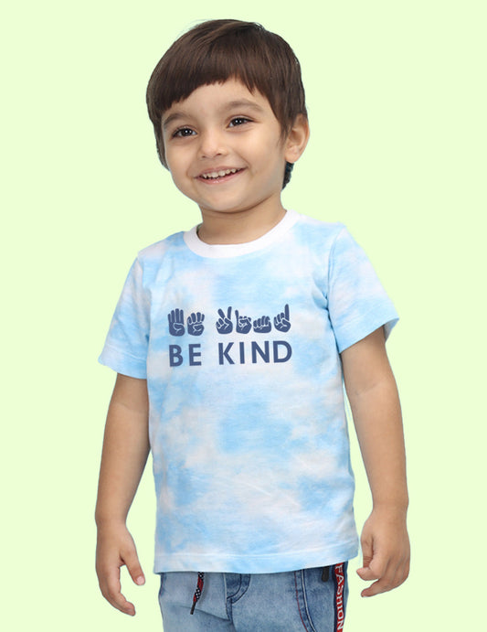 Nusyl infants blue be kind printed Tie & Dye tshirt.