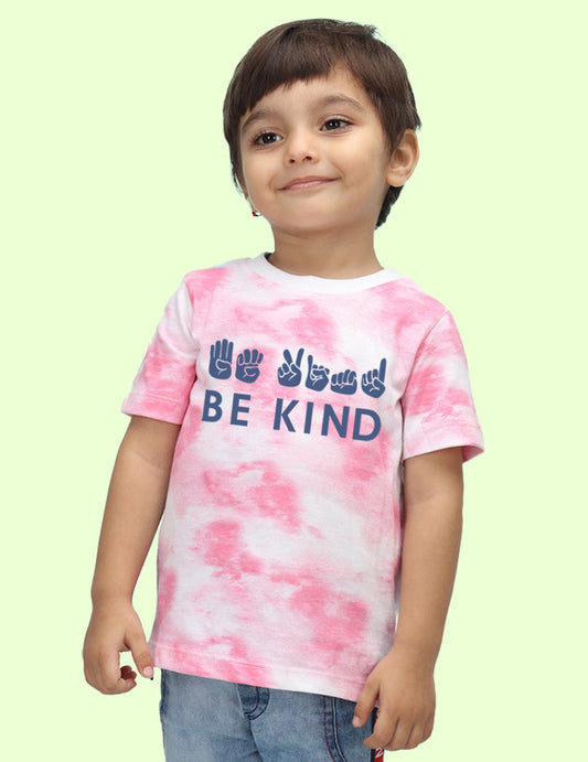 Nusyl infants pink be kind printed Tie & Dye tshirt.