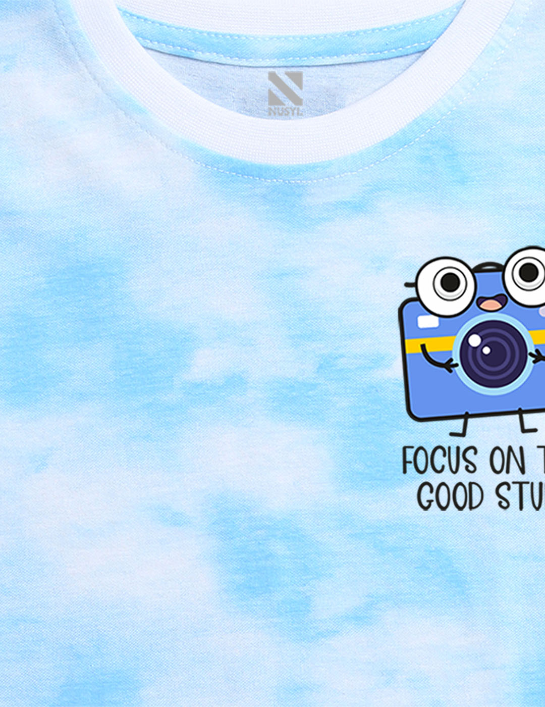 Nusyl boys camera printed blue tie & dye t-shirt