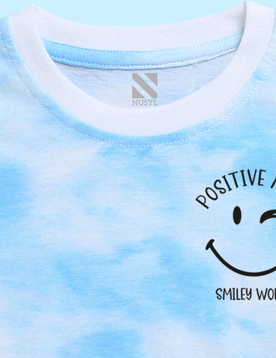 Nusyl infants blue positive mood printed Tie & Dye tshirt.