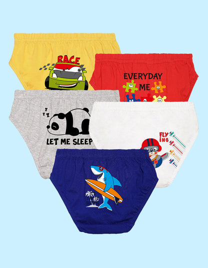 Nusyl Boys printed briefs combo-pack of 5(White,Red,Yellow,Grey,Royal blue)