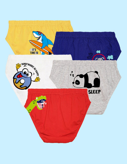 Nusyl Boys printed briefs combo-pack of 5(White,Red,Yellow,Grey,Royal blue)