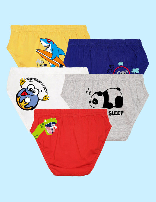 Nusyl Boys printed briefs combo-pack of 5(White,Red,Yellow,Grey,Royal blue)