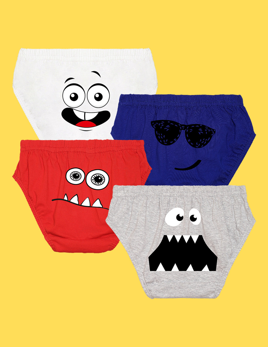 Nusyl Boys printed briefs combo-pack of 4(White,Red,Grey,Royal blue)