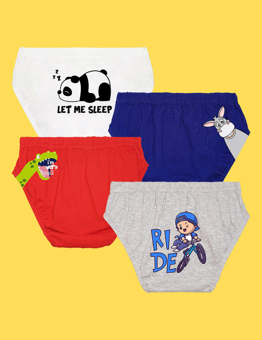 Nusyl Boys printed briefs combo-pack of 4(Grey,Red,White,Royal blue)