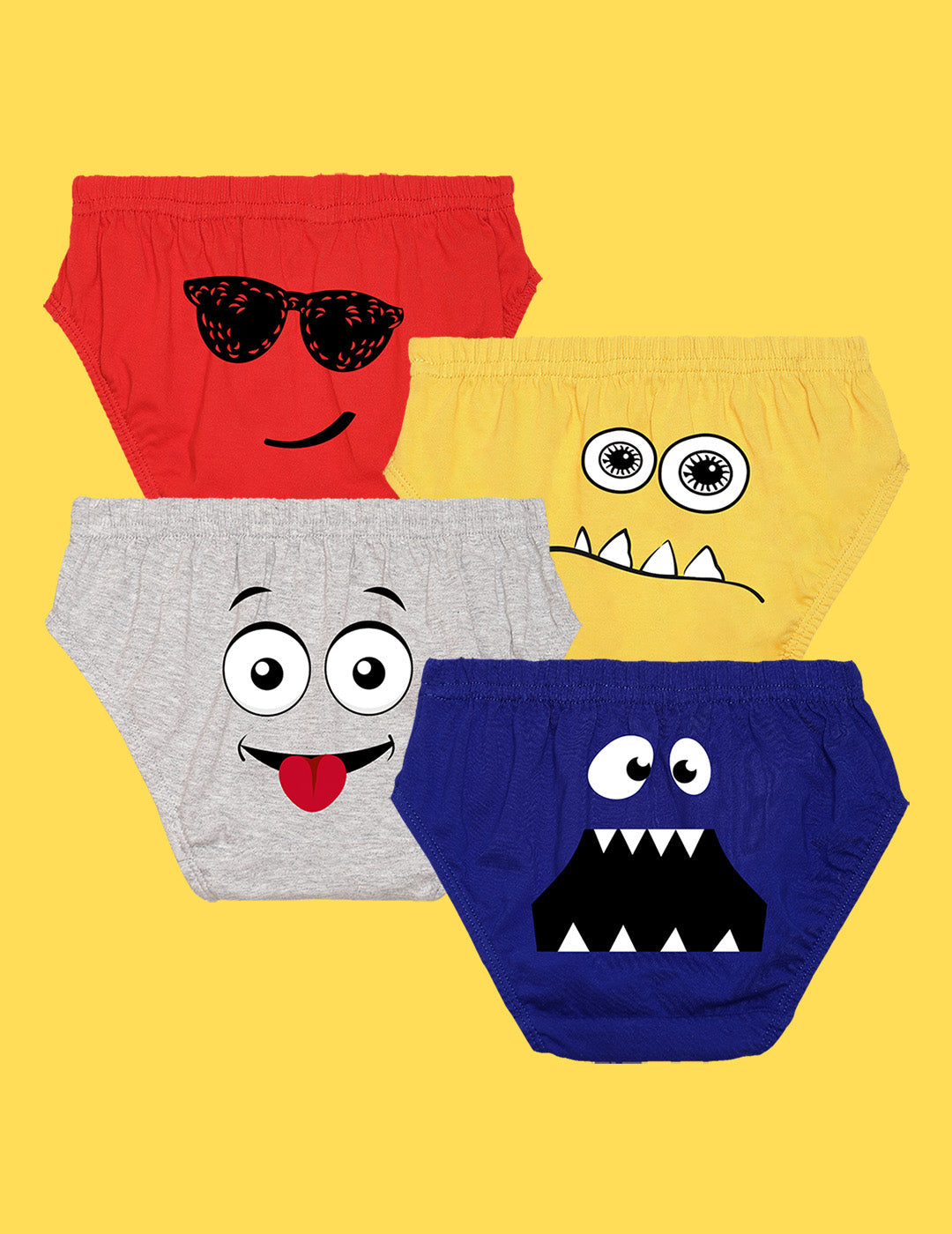 Nusyl Boys printed briefs combo-pack of 4(Red,Yellow,Grey,Royal blue)