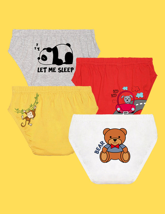 Nusyl Boys printed briefs combo-pack of 4(Grey,Red,Yellow,White)