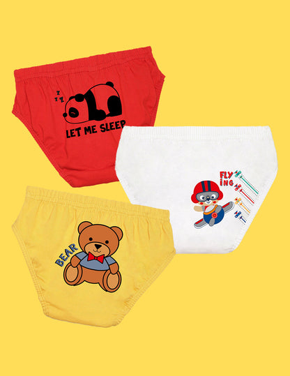 Nusyl Boys printed briefs combo-pack of 3  (Red,White,Yellow)