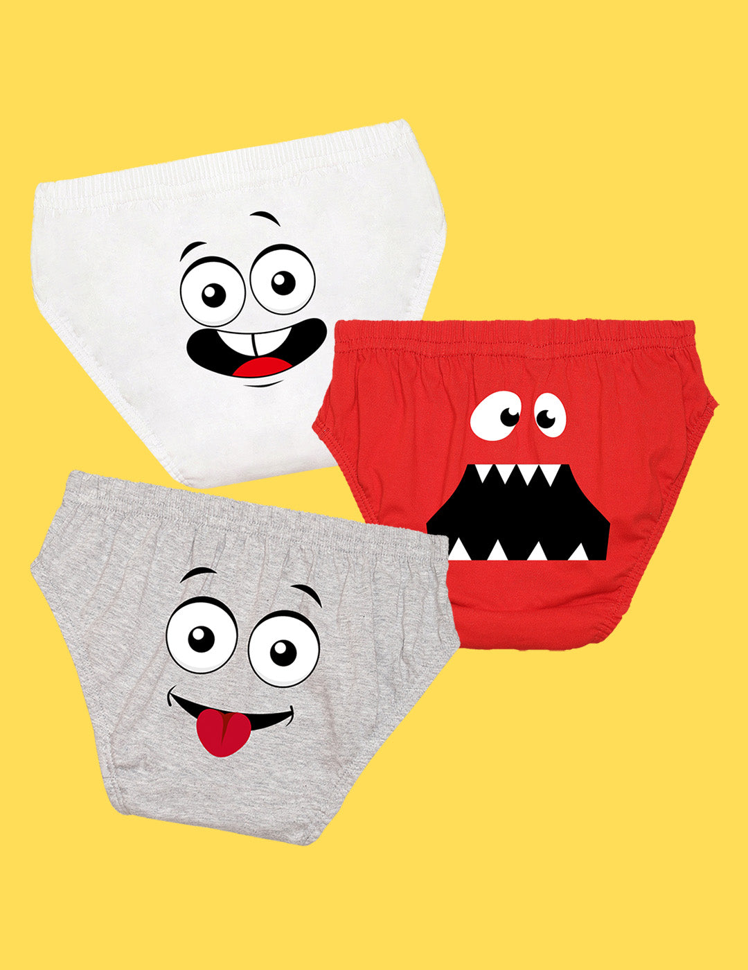 Nusyl Boys printed briefs combo-pack of 3  (White,Red,Grey)