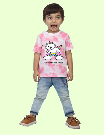 Nusyl infants pink rainbow printed Tie & Dye tshirt.