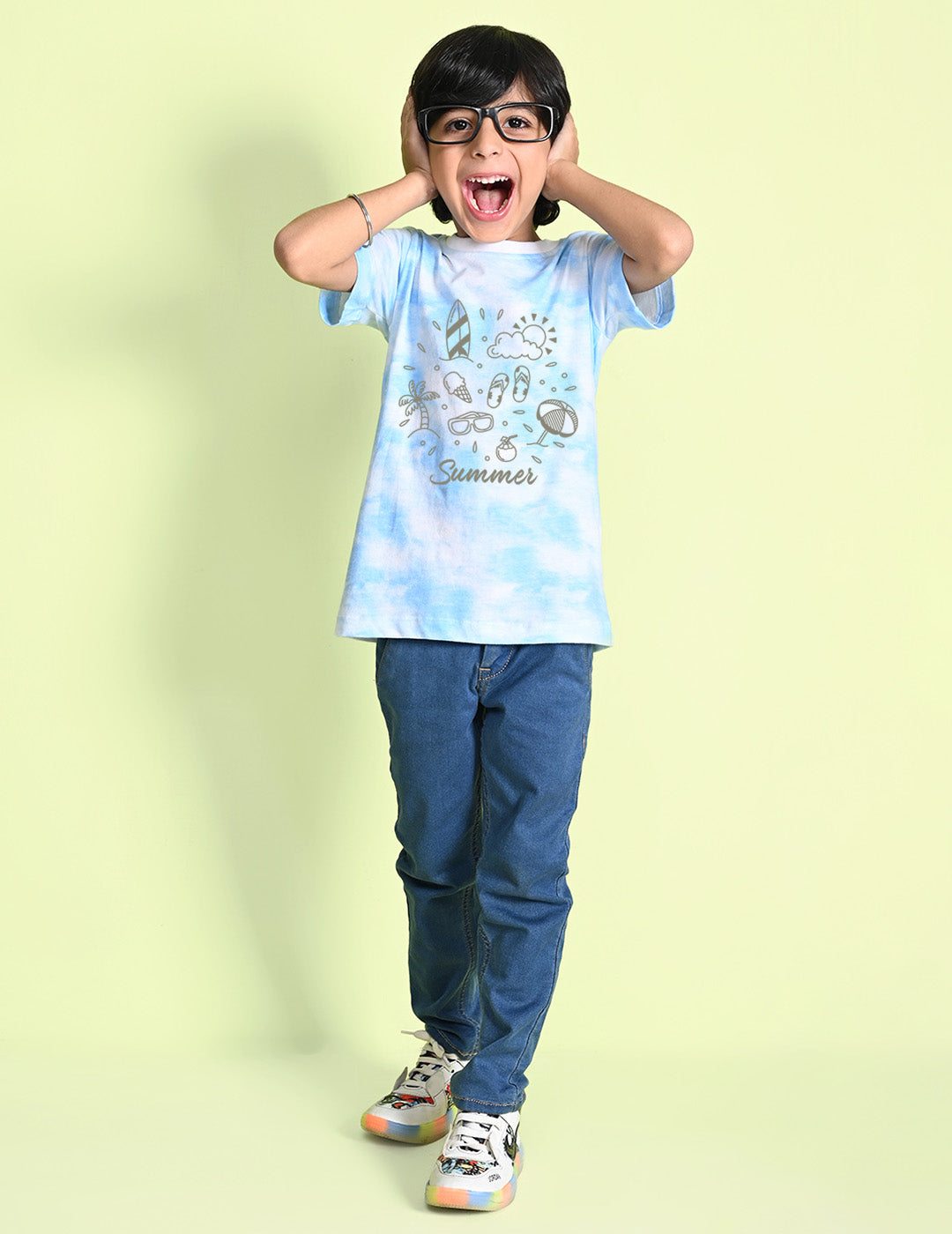 Nusyl boys summer printed blue tie & dye t-shirt