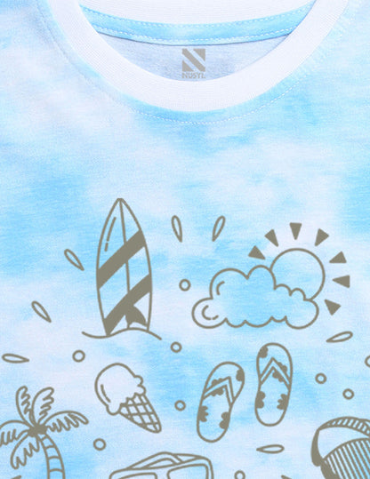 Nusyl boys summer printed blue tie & dye t-shirt