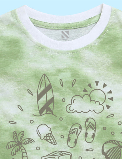 Nusyl infants green summer printed Tie & Dye tshirt.