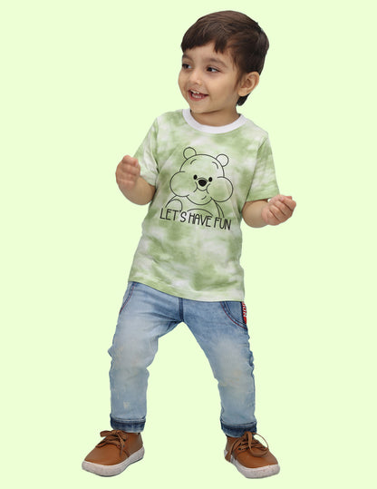 Nusyl infants green have fun printed Tie & Dye tshirt.