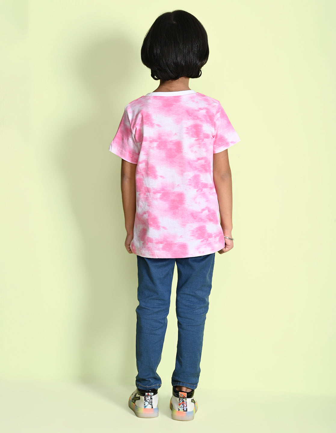 Nusyl boys teddy bear printed pink tie & dye t-shirt