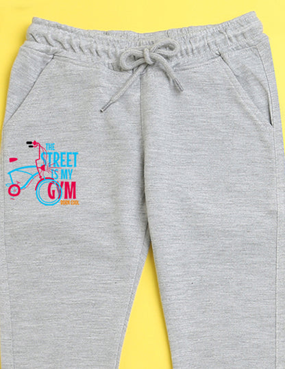 Nusyl Grey cartoon printed kids unisex treck pants