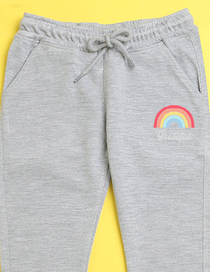 Nusyl Grey text printed kids unisex treck pants