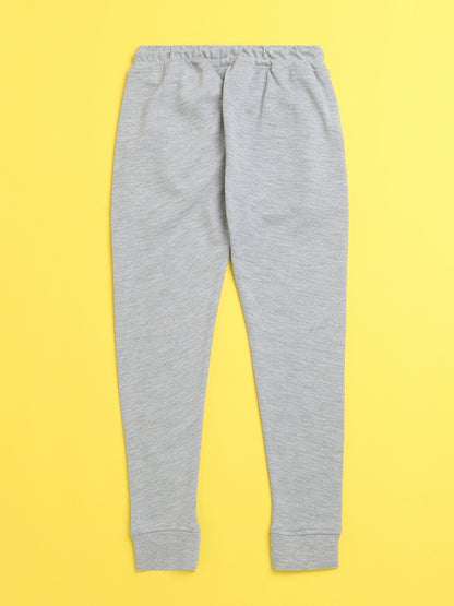 Nusyl Grey text printed kids unisex treck pants