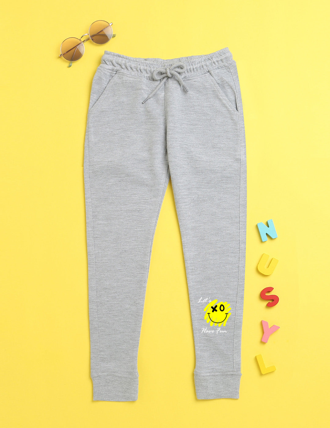 Nusyl Grey cartoon printed kids unisex treck pants