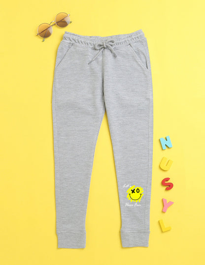 Nusyl Grey cartoon printed kids unisex treck pants