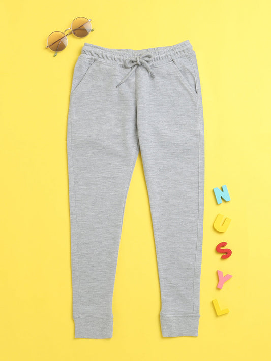 Nusyl Grey solid color kids unisex treck pants
